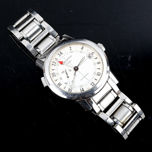 91 - ZENITH - a stainless steel Port Royal Elite Dual Time GMT automatic bracelet watch, ref. 01/02.0450.... 