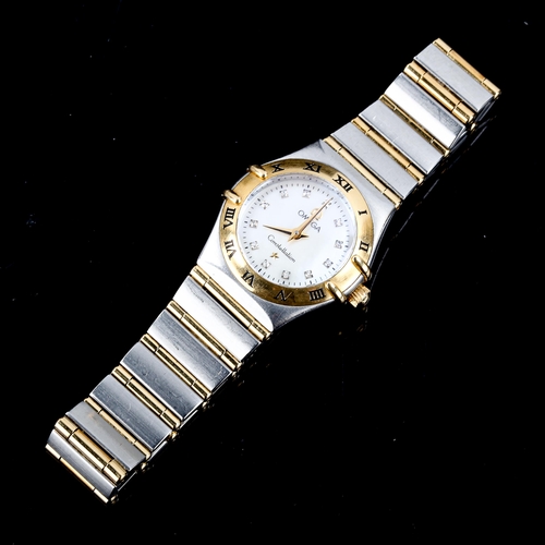 92 - OMEGA - a lady's Vintage bi-metal Constellation quartz bracelet watch, circa 1990s, mother-of-pearl ... 