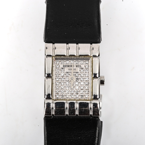 95 - RAYMOND WEIL - a lady's stainless steel Tema quartz wristwatch, ref. 5896, diamond set dial, serial ... 