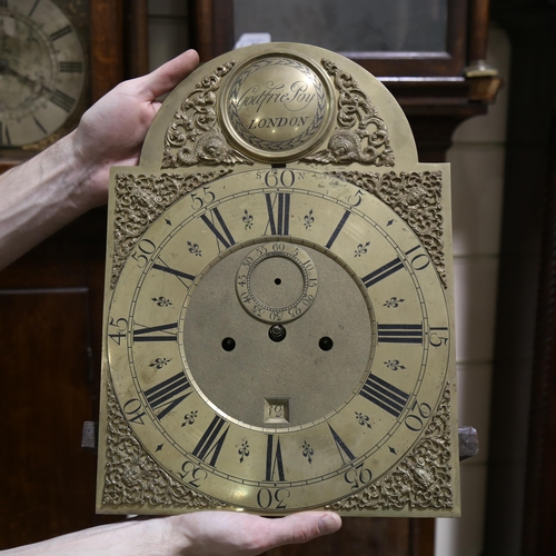 61 - GODFRIE POY OF LONDON - a 19th century mahogany 8-day longcase clock, arch-top brass dial with Roman... 