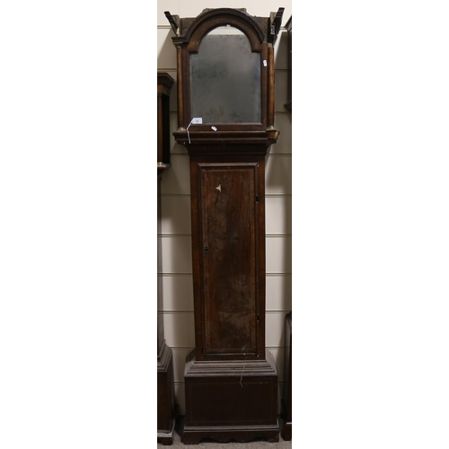 61 - GODFRIE POY OF LONDON - a 19th century mahogany 8-day longcase clock, arch-top brass dial with Roman... 