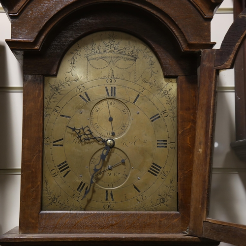 64 - HARBEN & CO OF LEWES - an 18th century oak 30-hour longcase clock, arch-top brass dial with engraved... 