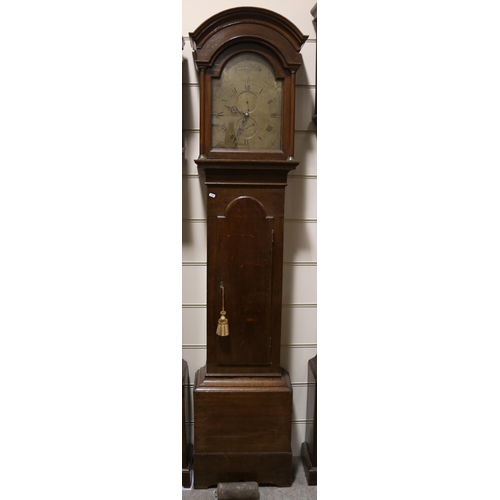 64 - HARBEN & CO OF LEWES - an 18th century oak 30-hour longcase clock, arch-top brass dial with engraved... 