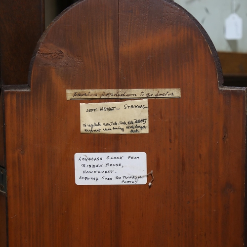 65 - J HUGGETT OF HAWKHURST - an early 19th century mahogany 8-day longcase clock, arch-top white enamel ... 