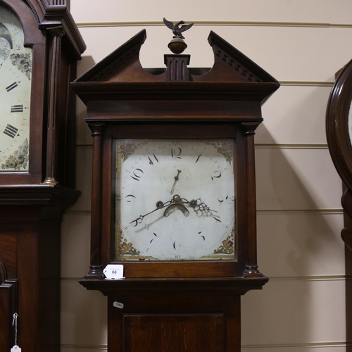 66 - A 19th century oak-cased 8-day longcase clock, by Warwick maker, square white enamel dial with Arabi... 