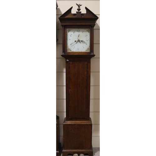 66 - A 19th century oak-cased 8-day longcase clock, by Warwick maker, square white enamel dial with Arabi... 