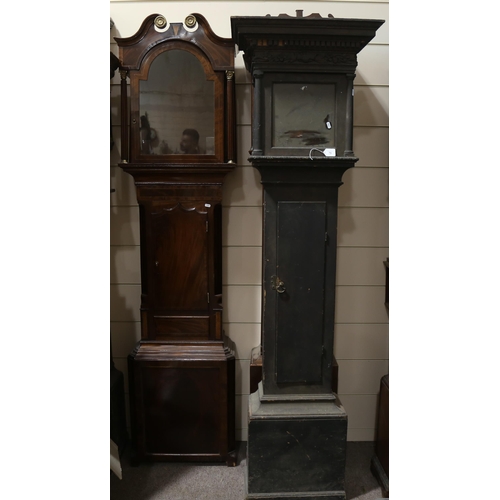 79 - 2 x 18th century longcase clock cases, largest height 202cm (2)