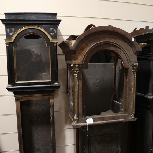 80 - 2 longcase clock cases, 2 hoods, and spare parts