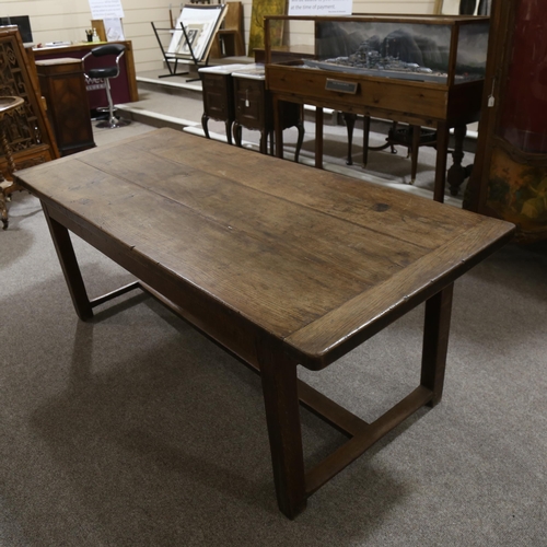 1262 - An 18th/19th century oak refectory table, L196cm x W83cm x H74cm