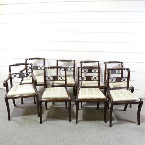 1312 - A set of 8 Regency mahogany dining chairs, with rope twist top rails and drop-in seats