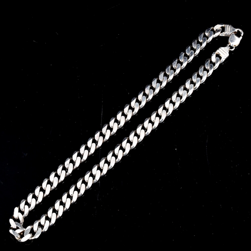 238 - A heavy modern Italian silver flat curb link chain necklace, length 50cm, 91.2g