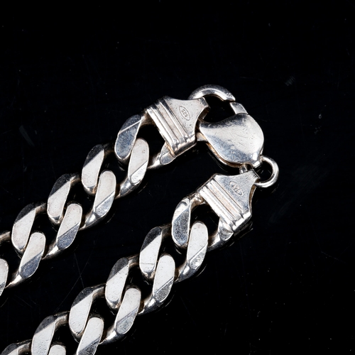 238 - A heavy modern Italian silver flat curb link chain necklace, length 50cm, 91.2g