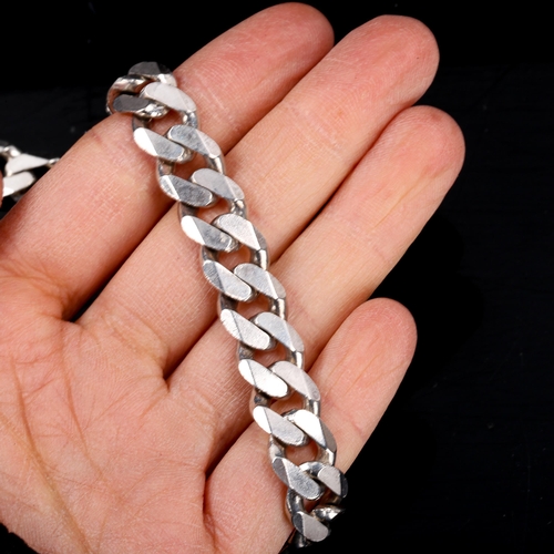 238 - A heavy modern Italian silver flat curb link chain necklace, length 50cm, 91.2g