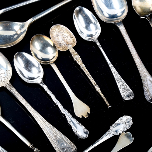 249 - A quantity of silver replica spoons, including Trefid spoon, anointing etc, 9.4oz total