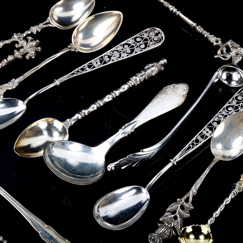 250 - Various Continental silver spoons, including Russian, German, Danish etc, 5.4oz total