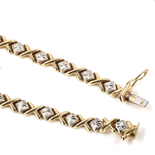 251 - A Continental 14ct 2-colour gold necklace, length 45cm, 21.7g