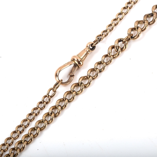 257 - An Antique 9ct gold graduated curb link Albert chain necklace, with T-bar and dog-clip, chain length... 