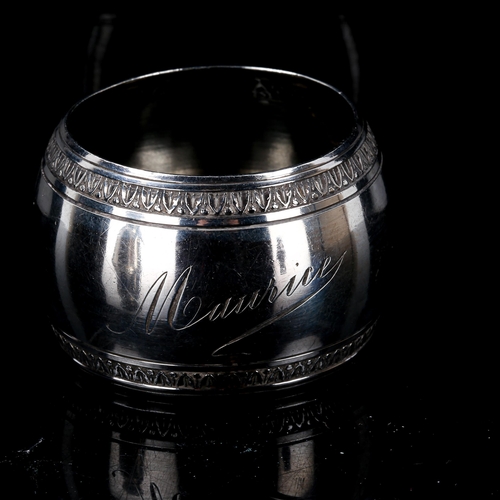 266 - A small French silver-gilt beaker, marks on base, and a French silver napkin ring, beaker height 7.5... 