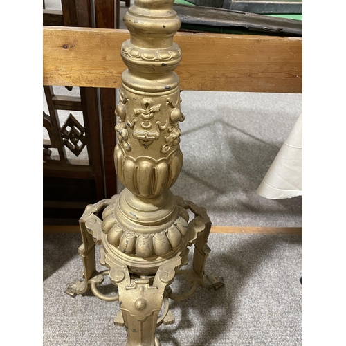 1015 - A 19th century cast bronze torcher stand, with spiral twist centre column and tripod base, height 12... 