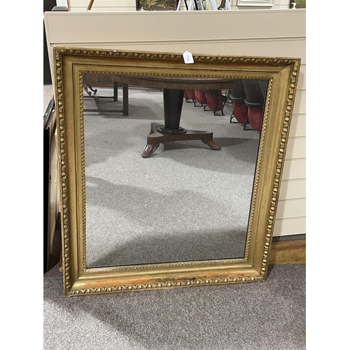 1176 - A Victorian giltwood-framed rectangular wall mirror, with carved mouldings, overall 98cm x 88cm