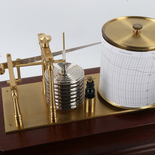 1290 - A modern Rapport barograph in glazed mahogany case, length 37cm