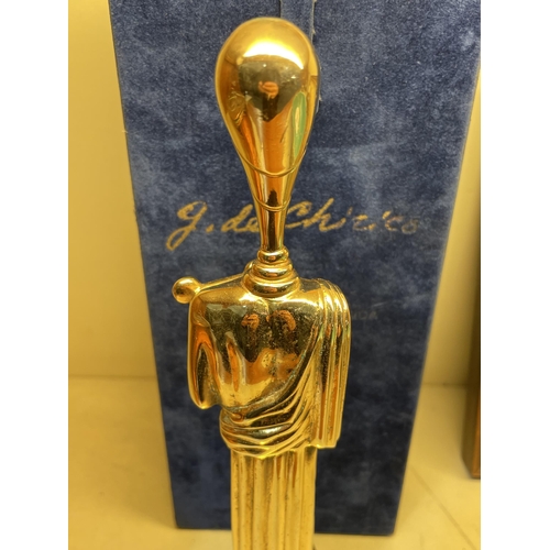 1140 - Giorgio De Chirico (1888 - 1978), gilt-bronze Classical figure holding a harp, signed on the base no... 