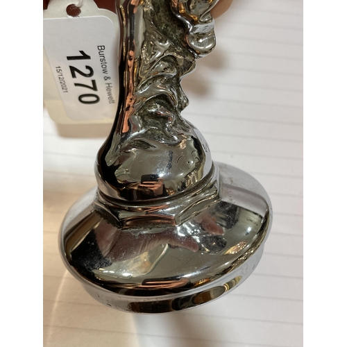 1270 - A chrome plate Spirit of Ecstacy car mascot, height 14cm