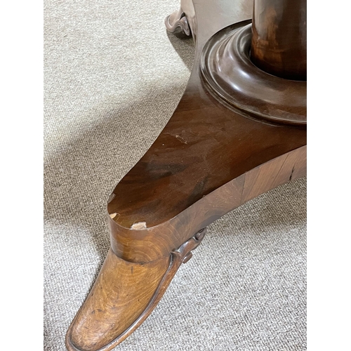 1313 - A 19th century Manx circular mahogany tilt-top dining table on stylised platform base, diameter 125c... 