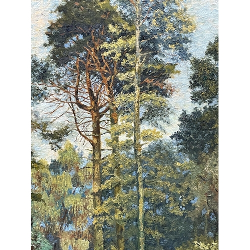 1562 - William Baxter, oil on board, tree study, original label verso, 40cm x 33cm, framed