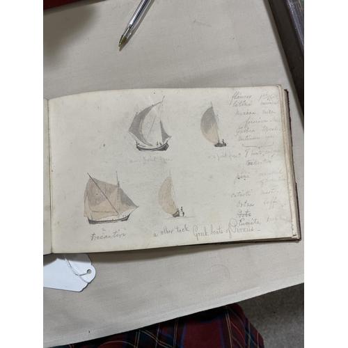 1738 - A 19th century sailor's sketchbook containing original pencil and watercolour sketches of various sh... 