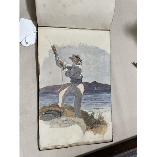 1738 - A 19th century sailor's sketchbook containing original pencil and watercolour sketches of various sh... 