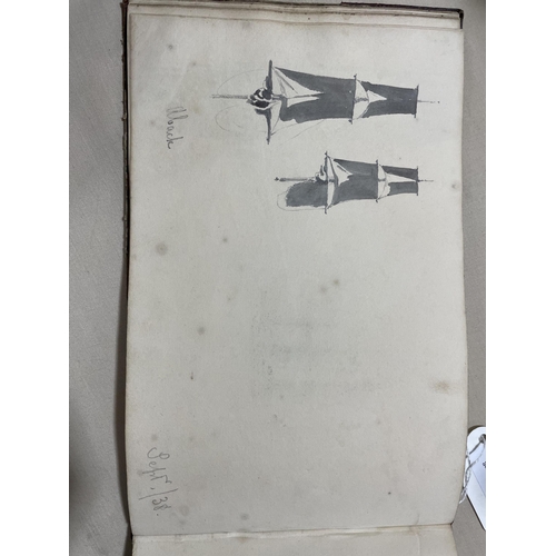 1738 - A 19th century sailor's sketchbook containing original pencil and watercolour sketches of various sh... 