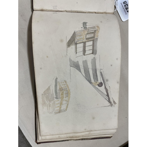 1738 - A 19th century sailor's sketchbook containing original pencil and watercolour sketches of various sh... 