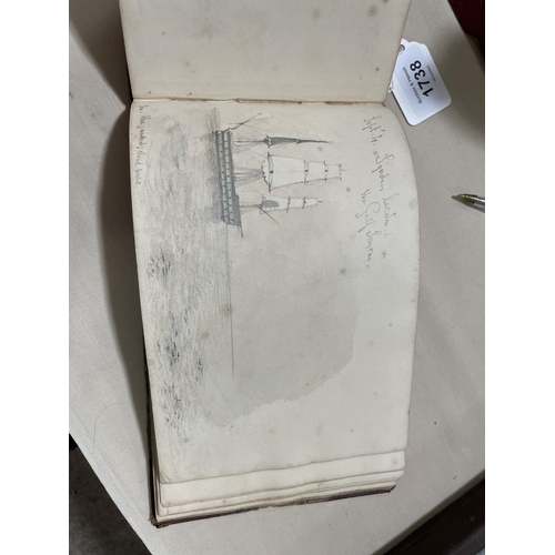 1738 - A 19th century sailor's sketchbook containing original pencil and watercolour sketches of various sh... 