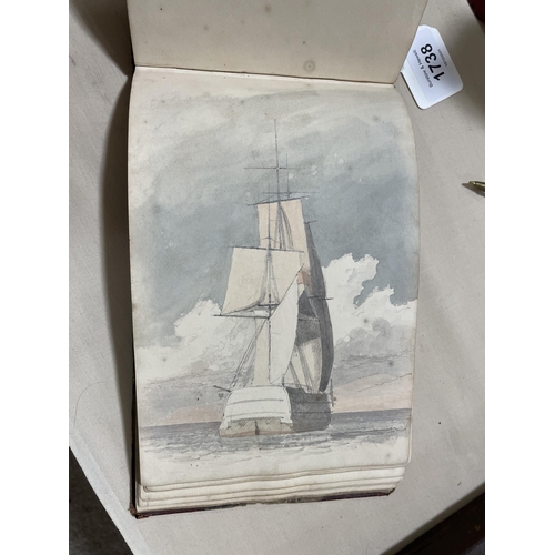 1738 - A 19th century sailor's sketchbook containing original pencil and watercolour sketches of various sh... 