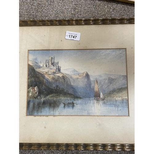 1747 - 2 x 19th century watercolours, in the manner of J M W Turner, Continental landscapes, unsigned, larg... 