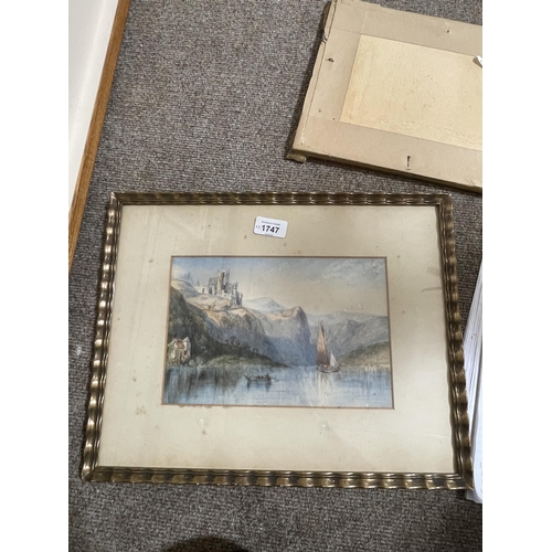 1747 - 2 x 19th century watercolours, in the manner of J M W Turner, Continental landscapes, unsigned, larg... 