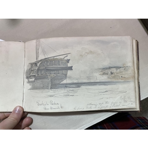 1738 - A 19th century sailor's sketchbook containing original pencil and watercolour sketches of various sh... 