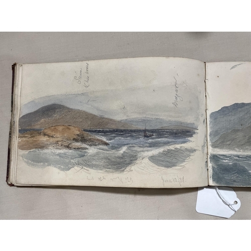 1738 - A 19th century sailor's sketchbook containing original pencil and watercolour sketches of various sh... 