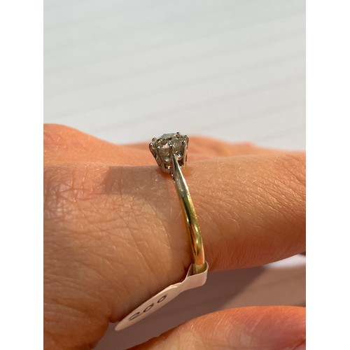 200 - An 18ct gold 0.5ct solitaire diamond ring, platinum tops with plain 8-claw setting and old-cut diamo... 