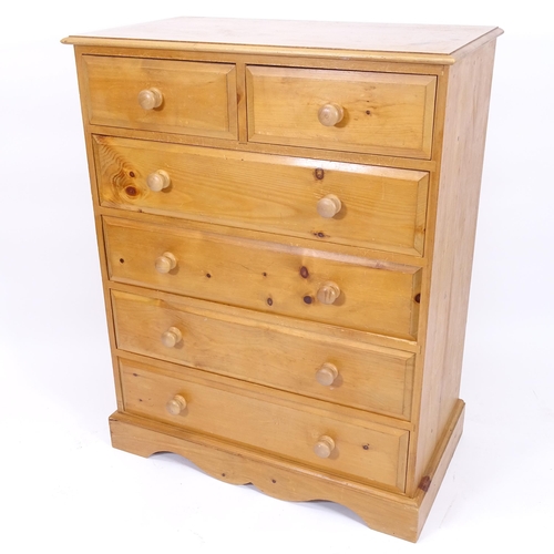 2033 - A modern pine chest of 2 short and 4 long drawers, W91cm, H117cm, D51cm