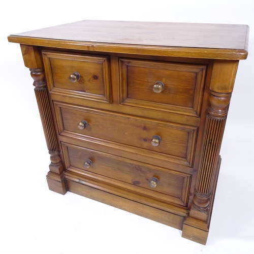 2034 - A modern oak Scottish chest of 2 short and 2 long drawers, W90cm, H88cm, D62cm