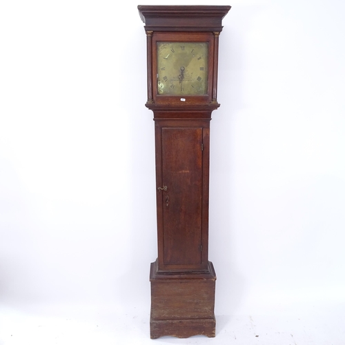 2073 - An 18th century 30 hour longcase clock, having an 11