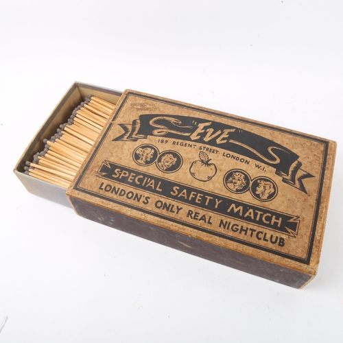 118 - An oversized Eve shop advertising matchbox case, filled with oversized matches, length 31cm