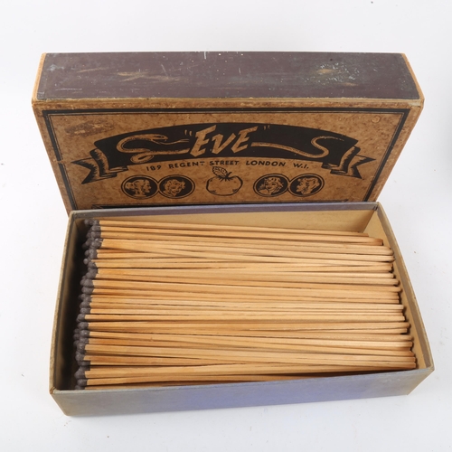 118 - An oversized Eve shop advertising matchbox case, filled with oversized matches, length 31cm