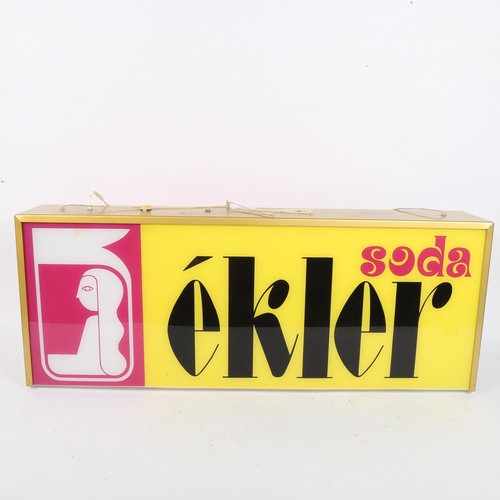 127 - A large painted aluminium double-sided illuminated advertising sign, Orpal & Ekler Soda, width 60cm