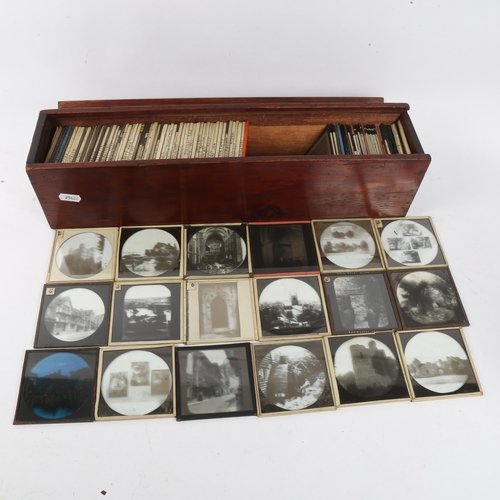 148 - A case of Victorian glass Magic Lantern slides, including local, Hever Castle, Sevenoaks, Penshurst,... 