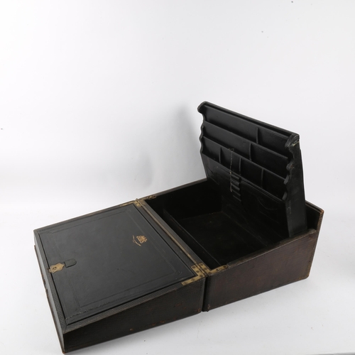 151 - A large 19th century leather-bound lap desk, by Royal Letters Patent 351, with sprung internal fitti... 