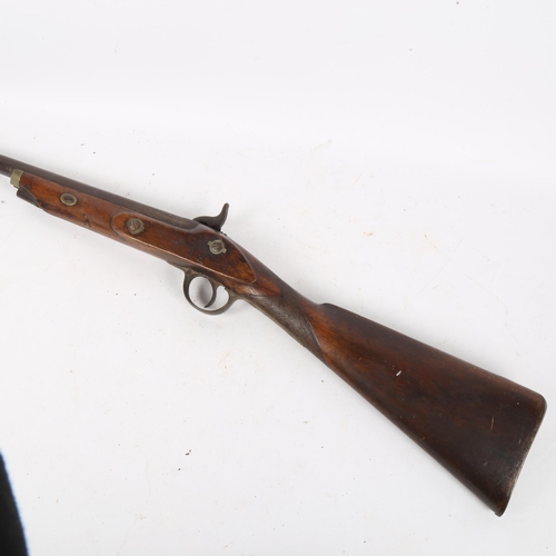 171 - A 19th century percussion sporting gun, with mahogany stock, overall length 119cm