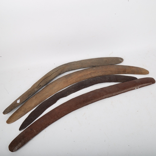 183 - 4 Australian Aboriginal carved wood boomerangs, largest length 70cm (4)